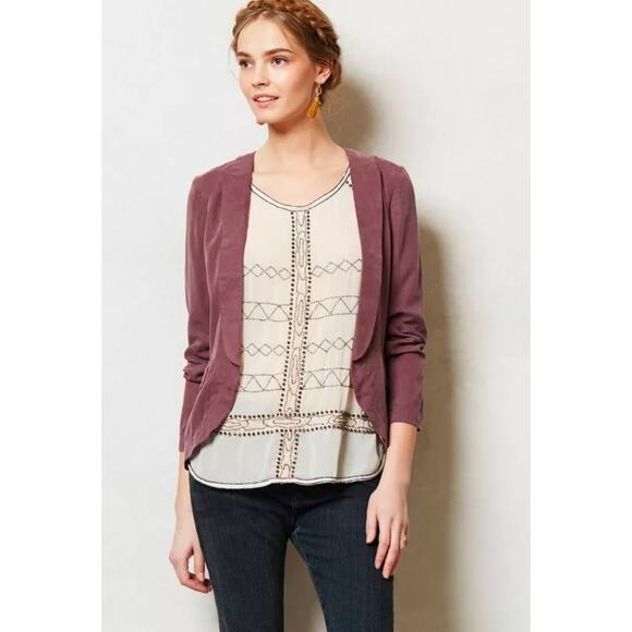 Elevenses Whitby Dusty Purple Soft Pocketed Thin Blazer 2 - Picture 1 of 14